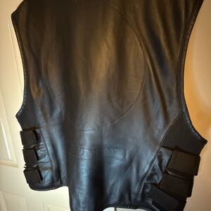 Black Leather Vest with Adjustable Straps